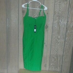 Fashion Nova Emerald Green Bodycon Midi Dress